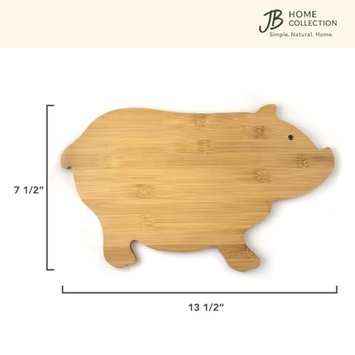 JB Home Collection, Pig Shaped Bamboo Cutting Board and Serving Tray, 13.5"x7.5" Natural Bamboo Wood Chopping Board for Kitchen, Eco-Friendly Butcher Block for Prep, Charcuterie, and Entertaining - Image 2