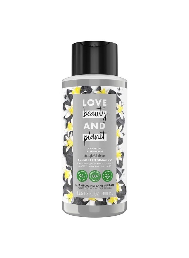 love beauty and planet Clarifying Shampoo Delightful Detox Charcoal & Bergamot Vegan, Paraben & Sulfate & Silicone & Cruelty Free, Coconut, 13.5 Fl Oz  - Image 1