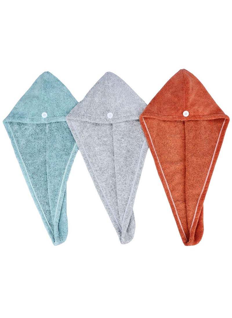 HOPESHINE - Hair Towel Twist Microfiber Bamboo Fabric Womens Soft Shower Towels for CurlyHair Turban Wrap Drying Cap Great Gift for Girls 3Pack - Image 1