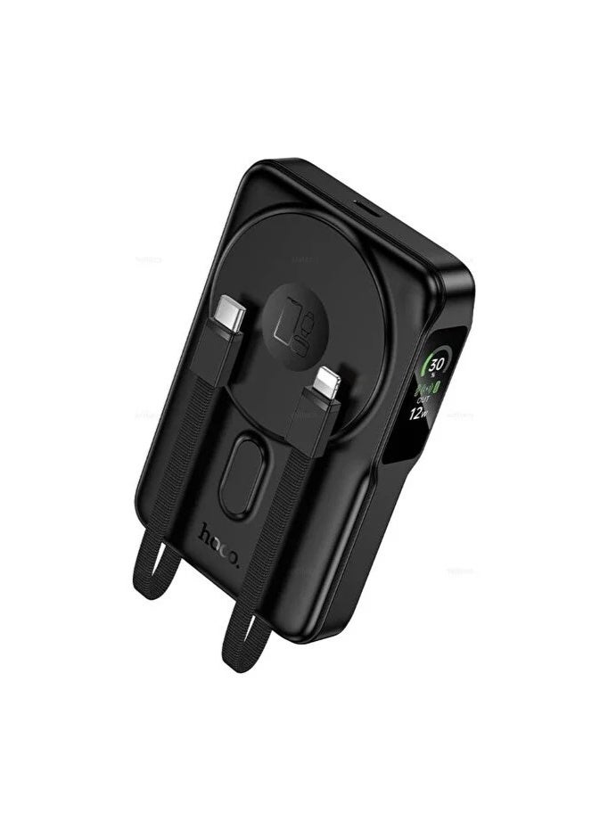 HOCO Q48 Magnetic Wireless Power Bank 10000mAh – 20W PD Fast Charging, 4-in-1 with Built-in Cables - Image 3