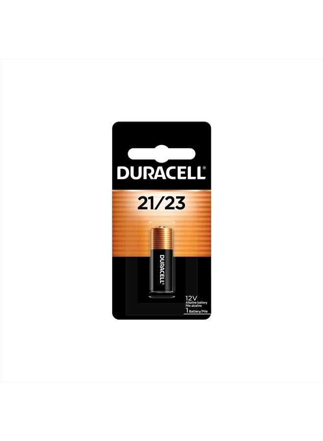 Duracell بطارية دوراسيل 21/23-12 فولت القلوية، عبوة تحتوي على 1 قطعة، بطارية قلوية 21/23 12 فولت، تدوم طويلاً لمفاتيح التحكم عن بعد، إنذارات السيارات، أجهزة تتبع GPS، وأكثر - Image 1
