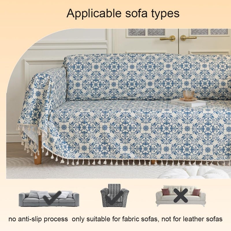 Erbnaryx Boho Couch Cover Sofa Covers Tassels Designe for Sectional Sofa Washable 3 Cushion Couch Living Room (A4, 71"x134") - Image 5