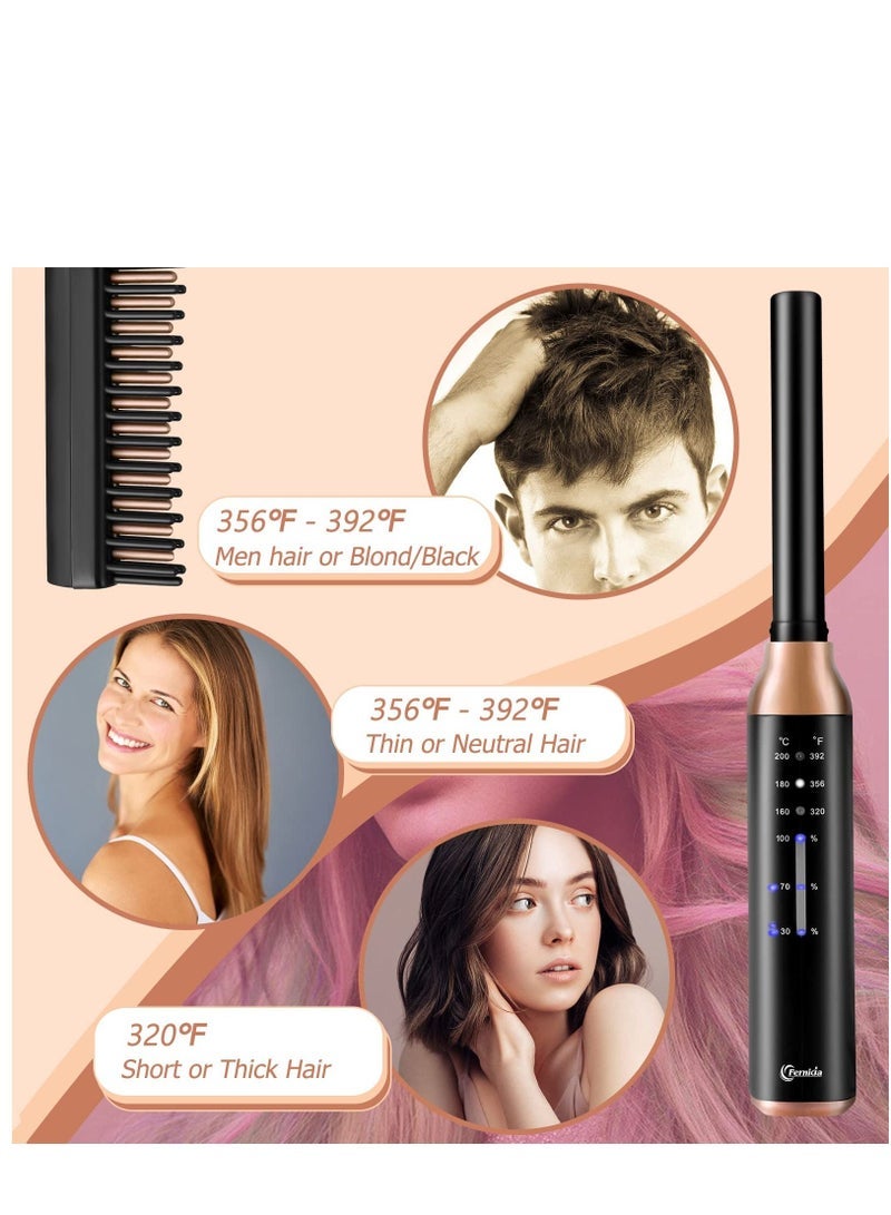 Captaintech Hair Straightener Cordless Hot Brush for Hair Styling for Beard Rechargeable Heated Hair Straightener Brush Black - Image 3