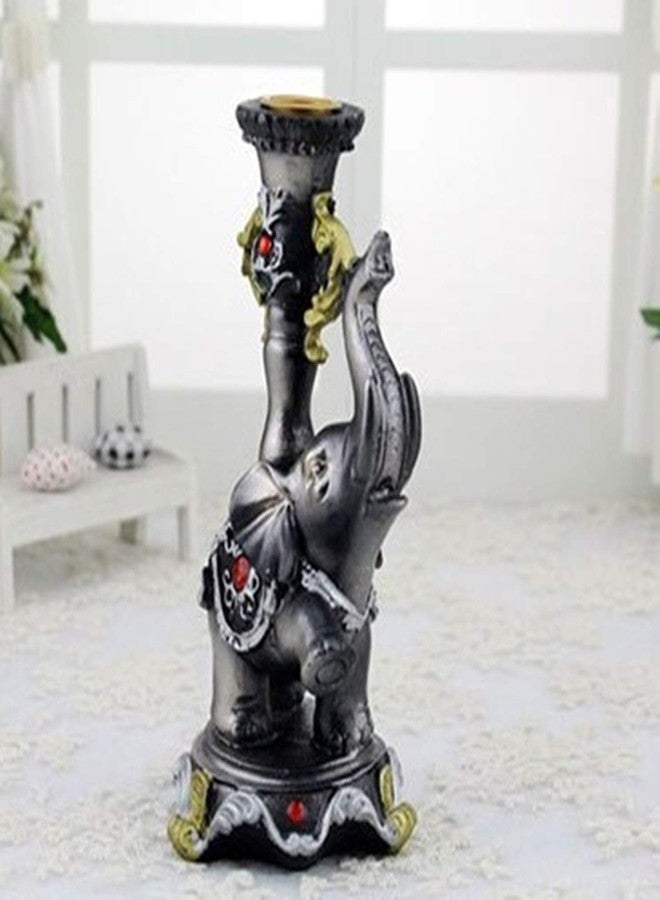VR CREATIVES Elephant Style Classic Resin Candle Holder Candle Stand Christmas Lights Decoration - Tealight Candle Holders Diwali, Christmas Gift - Image 1