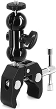 SLOW DOLPHIN Camera Clamp Mount Monitor Mount Bracket Super Clamp w/1/4 and 3/8 Thread with Cool Double Ballhead Arm - Image 1