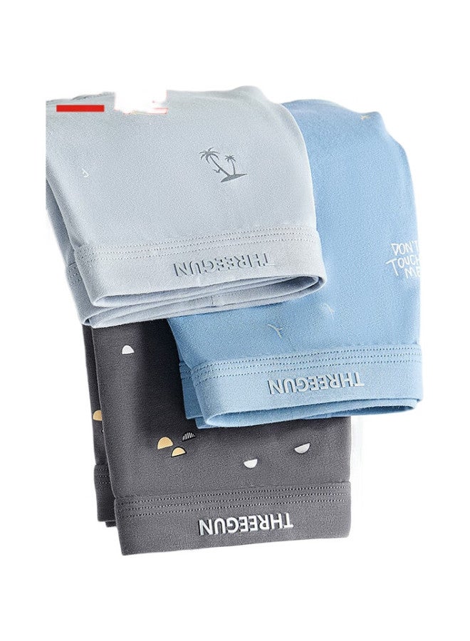 THREEGUN [Yinxiang Series] Men'S Underwear, Pure Cotton, Contrasting Color, Mid-Rise, Boxer Briefs, Breathable, Printed Shorts - Image 3