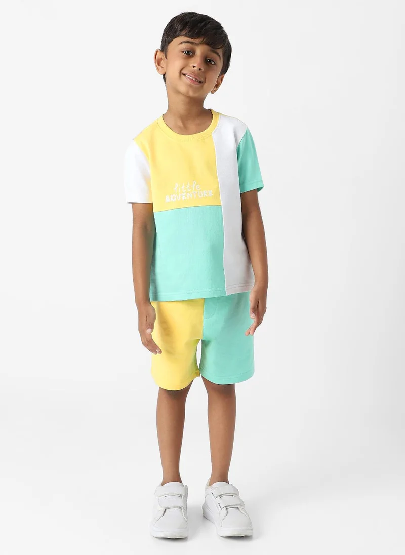 Nautinati Nautinati Boys' Colourblock Combo Set of T-shirt and Shorts