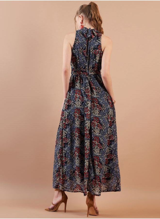 Freehand - Women Fit and Flared Casual Floral Print Maxi Dress - Image 1