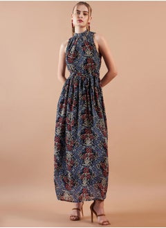 Women Fit and Flared Casual Floral Print Maxi Dress