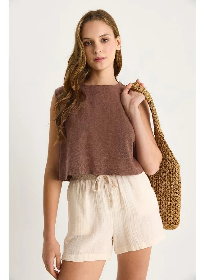 Ginger Linen Blend Relaxed Fit Top