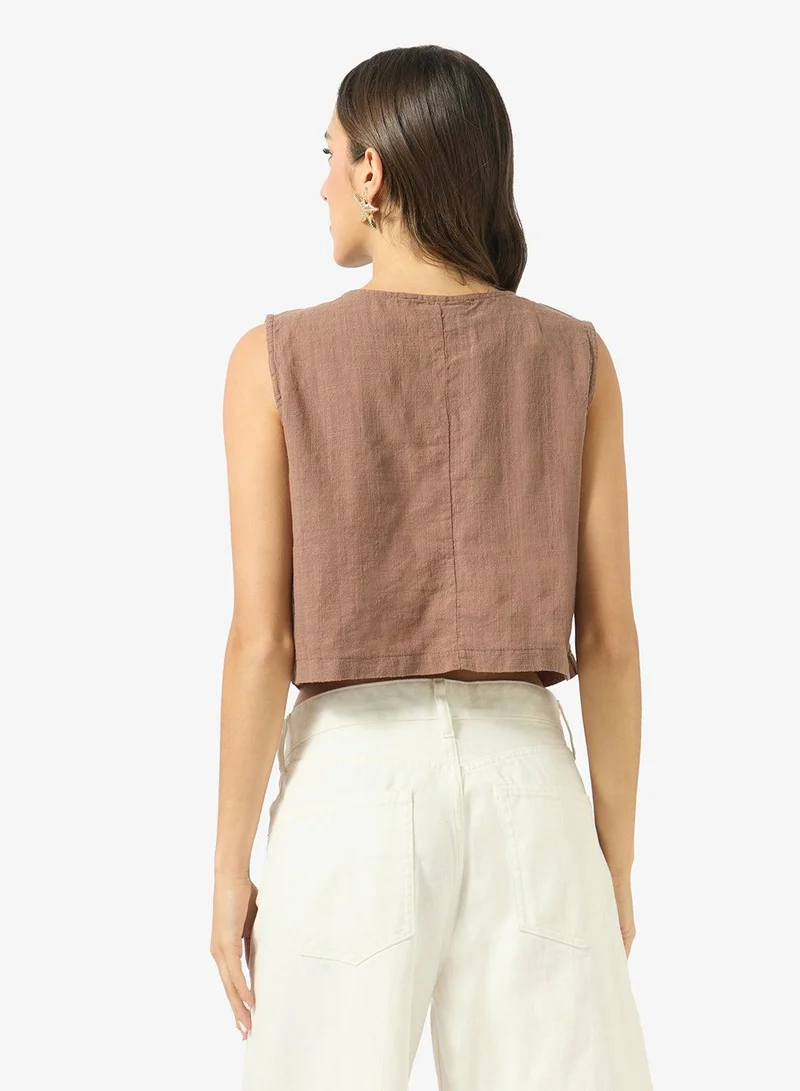 Ginger Linen Blend Relaxed Fit Top