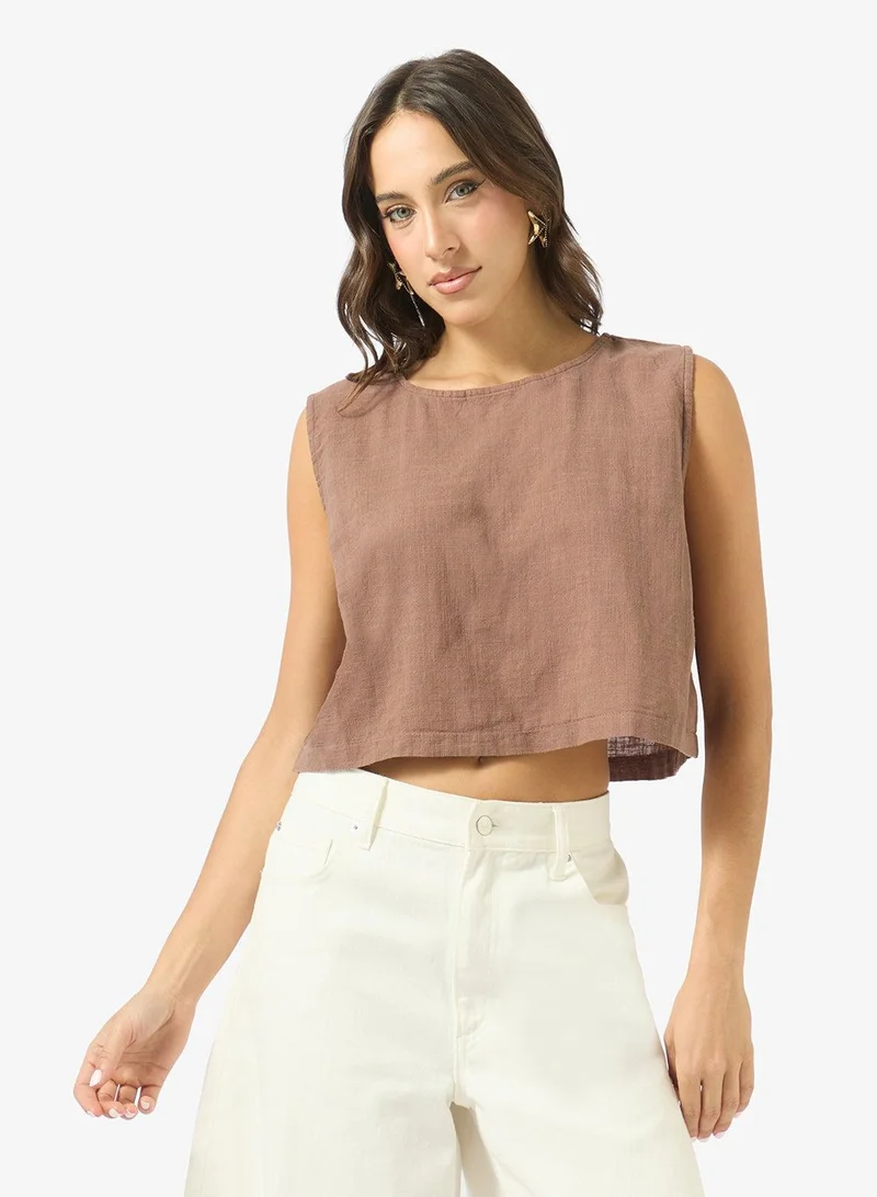 Ginger Linen Blend Relaxed Fit Top