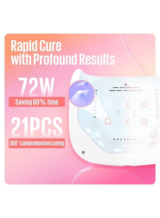 MEFA Uv Nail Lamp, 72W Uv Light For Gel Nails With 21Pcs Lamp Beads, 3 Timers Uv Dryer For Gel Nail Polish Polygel Fast Curing, Led Nail Lamp Professional Uv Light For Home Salon Nail Tools - Image 3