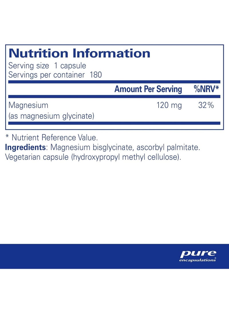 Pure Encapsulations 120 mg Mag Supplement, 180 Capsules - Image 2