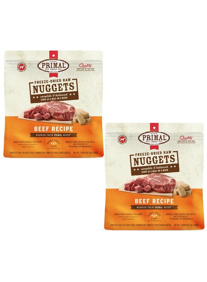 Primal Pet Foods Primal Freeze Dried Raw Dog Food Nuggets, Beef, Complete & Balanced Meal, Also Use as Topper or Treat, Premium, Healthy, Grain Free, High Protein Raw Dog Food, 14 oz (Pack of 2) - Image 1