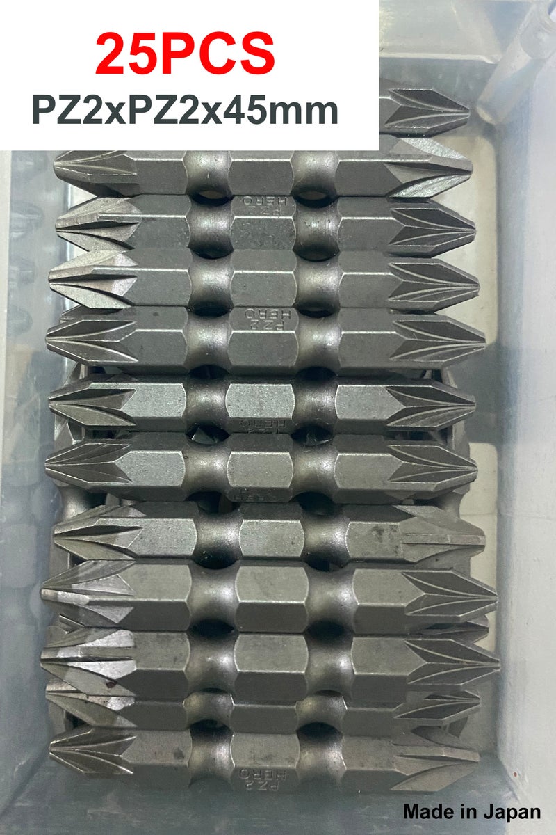 Hero Phillips Cr-V Screwdriver Bits, PZ2xPZ2x45mm - Pack of 25 bits
