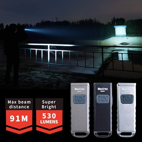 MecArmy SGN1 Mini USB Rechargeable Keychain EDC Flahlight, XP-G2 S5 LED with 530 Lumens, Four Lighting Modes Plus One Strobe Zinc Alloy EDC Keychain Light for Everyday Carry (Gray) - Image 2