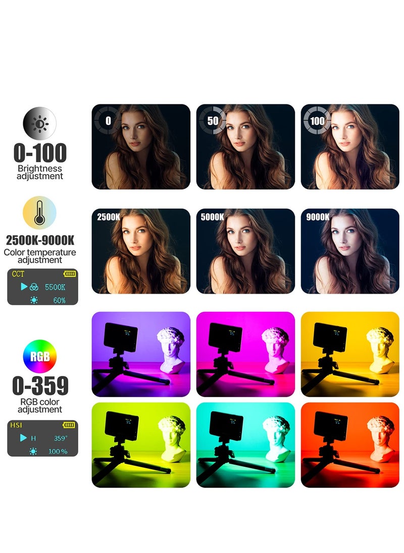 Generic - RGB Video Light, Portable LED Camera Light Panel 0-360 Full Color, CRI 95+ 2500-9000K LED Video Light, LED DSLR Lighting for Vlogging, Photography, Video Conference - Image 1