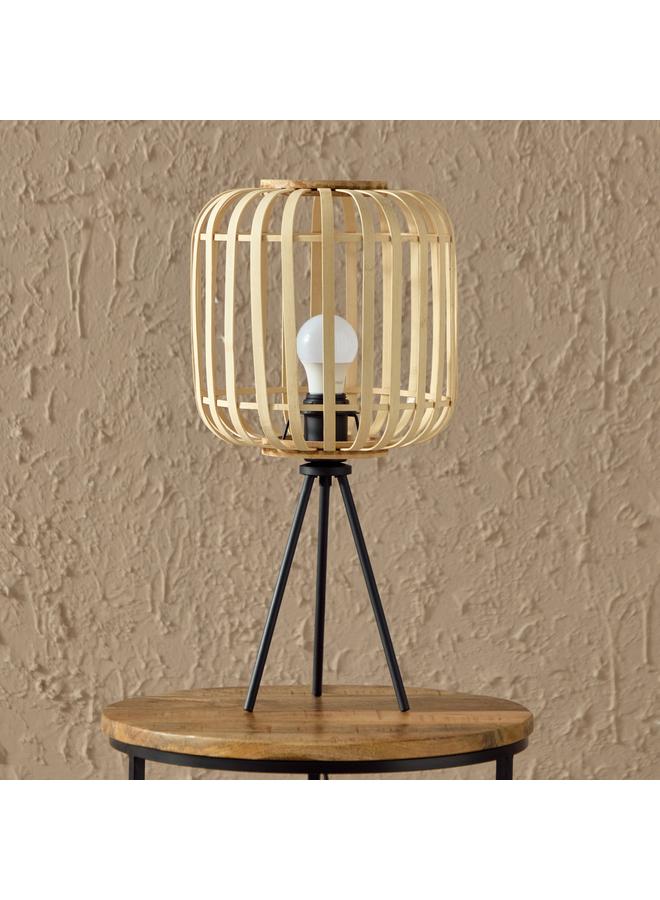 Stark Natural Bamboo Chip Shade Tripod Table Lamp With Metal Legs Multicolor 25X50 Cm - Image 1