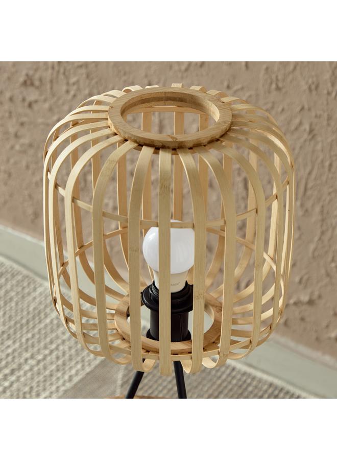 Stark Natural Bamboo Chip Shade Tripod Table Lamp With Metal Legs Multicolor 25X50 Cm - Image 3