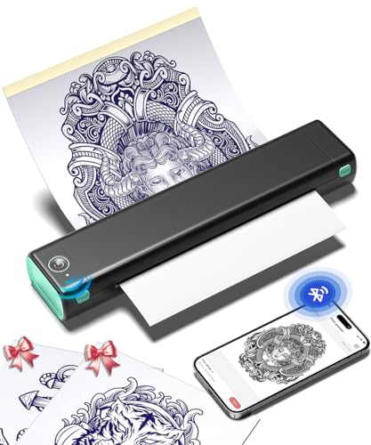 Phomemo Tattoo Stencil Printer M08F Wireless Thermal Tattoo Printer with 10pcs Transfer Paper Compatible with PhoneTabletPC Tattoo Supplies for Tattoo Artists Beginner Black Green - Image 2
