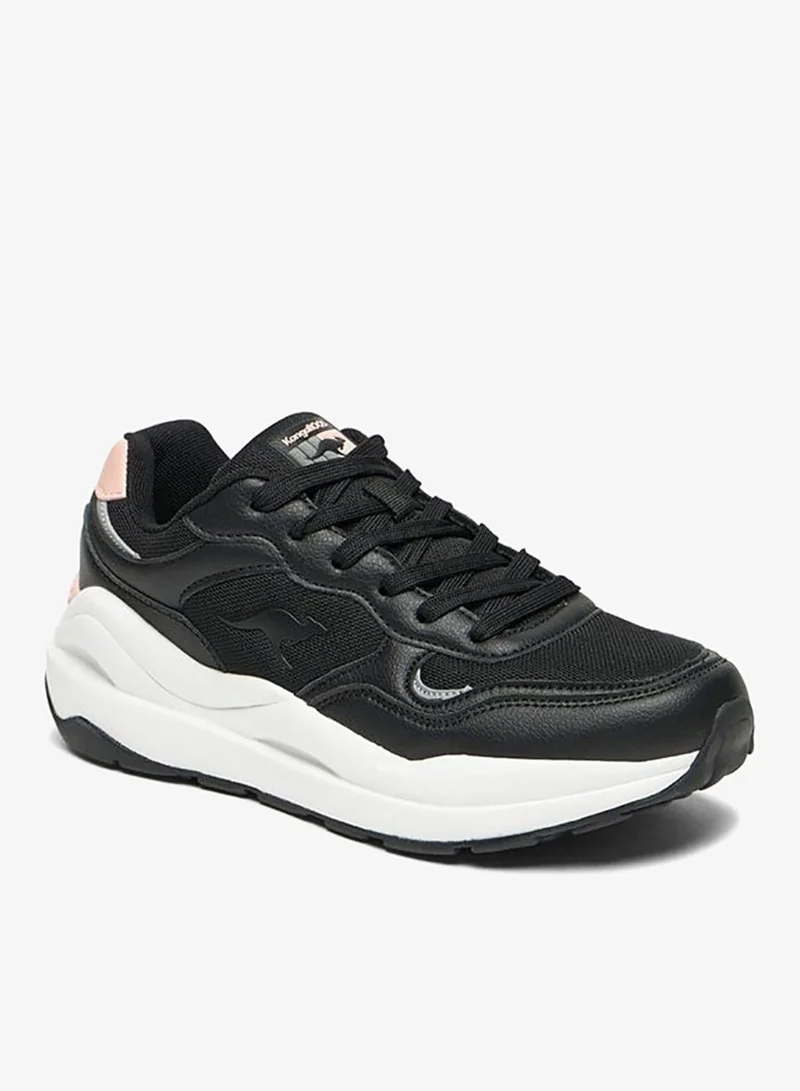 kangaROOS BLACK Women's Panelled Lace-Up Sports Shoes for Women | Best Price UAE