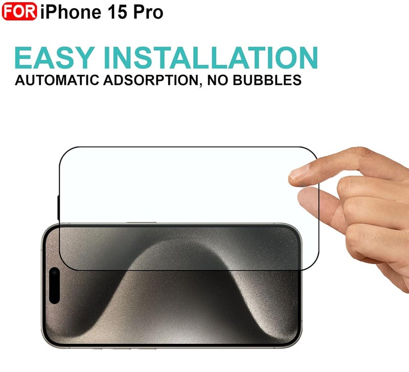 Cedo Tempered Glass for iPhone 15 Pro | Screen Protector Full HD Quality Tempered Glass Anti-Scratch Edge to Edge Coverage with Easy Installation Kit (Black) - Image 5