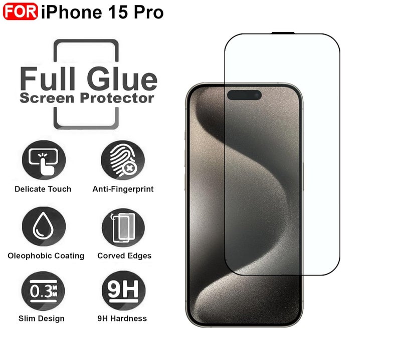 Cedo Tempered Glass for iPhone 15 Pro | Screen Protector Full HD Quality Tempered Glass Anti-Scratch Edge to Edge Coverage with Easy Installation Kit (Black) - Image 4