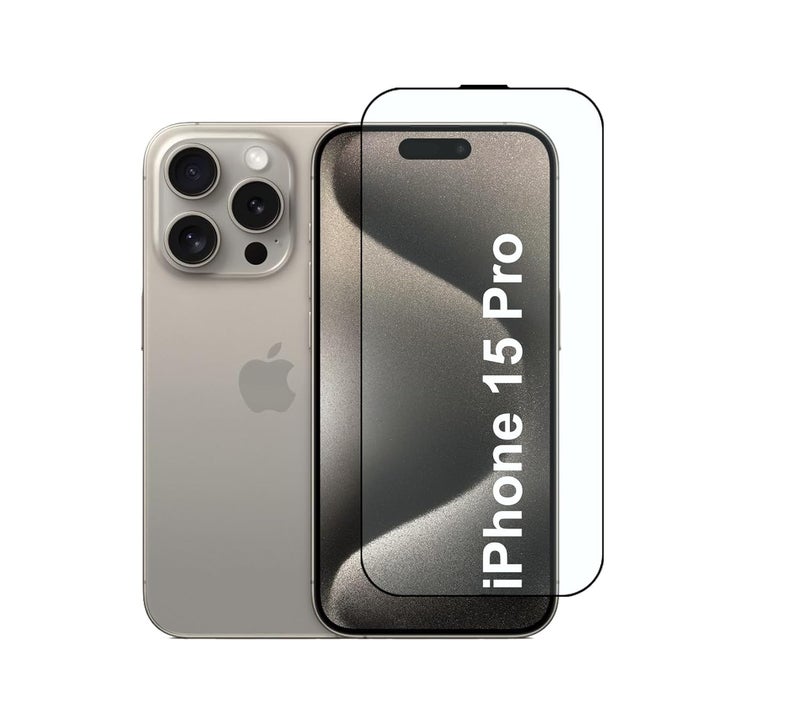 Cedo Tempered Glass for iPhone 15 Pro | Screen Protector Full HD Quality Tempered Glass Anti-Scratch Edge to Edge Coverage with Easy Installation Kit (Black) - Image 1