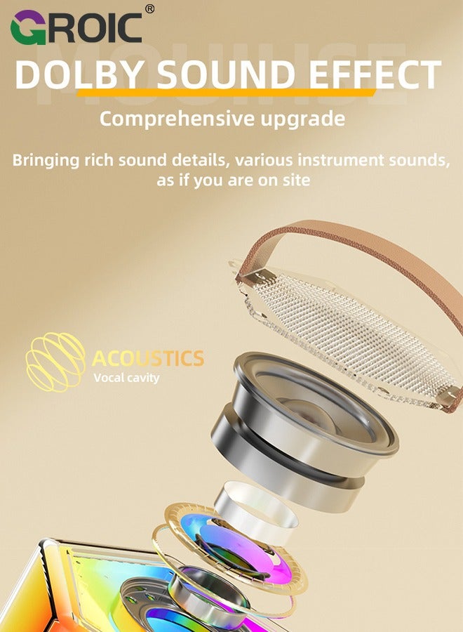 GROIC Mini Karaoke Machine with 2 Pcs Wireless Microphone, Bluetooth Portable Karaoke Speaker with Bass and Dazzling Lights for Adults  Kids, Bluetooth Speaker Wireless Singing Machine Disco LED Lights - Image 4