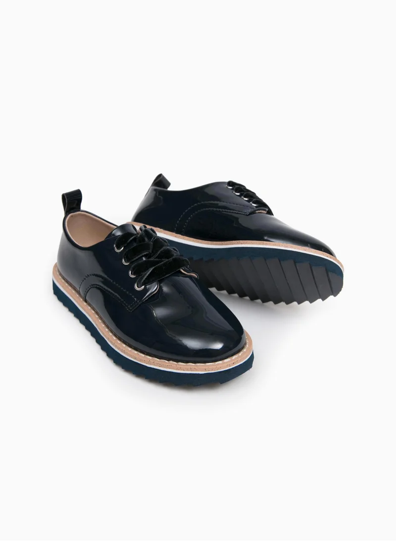 زيبي Patent Shoes for Girls, Dark Blue