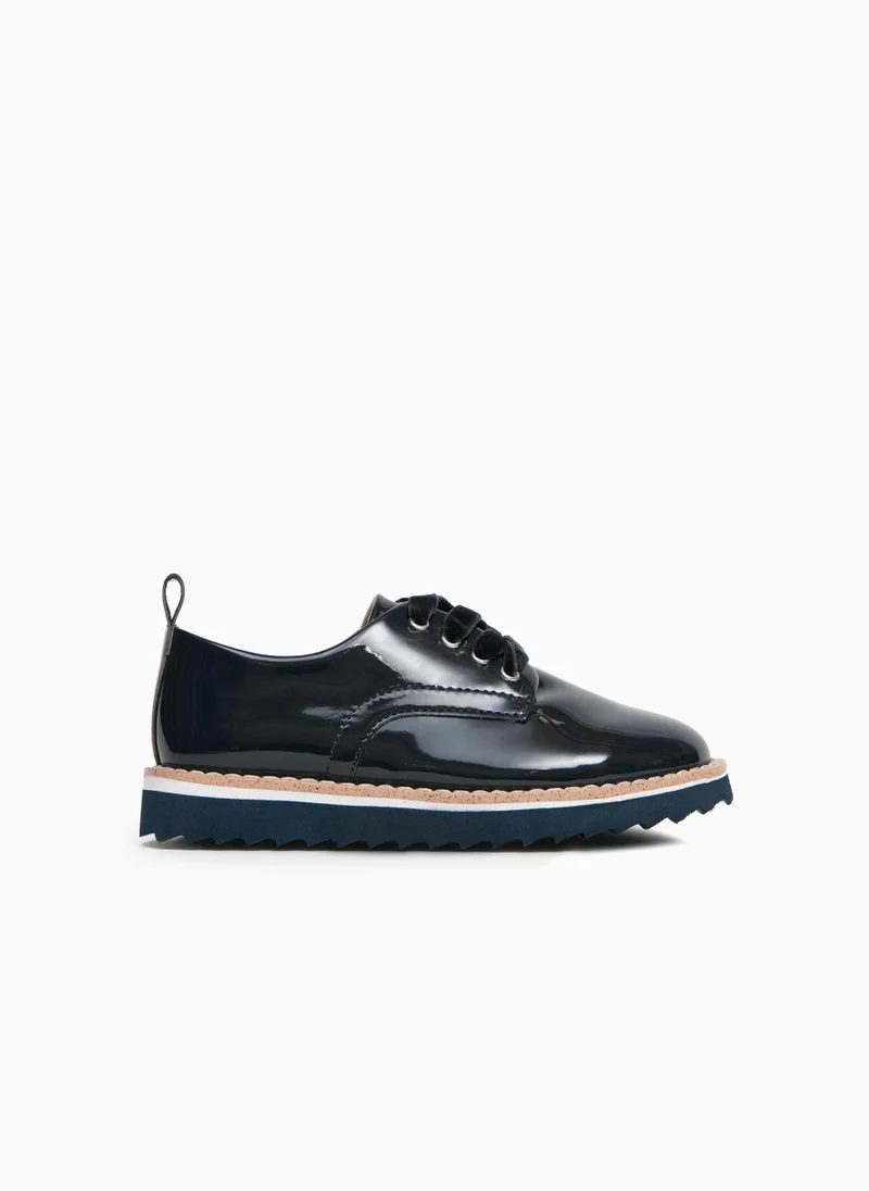زيبي Patent Shoes for Girls, Dark Blue