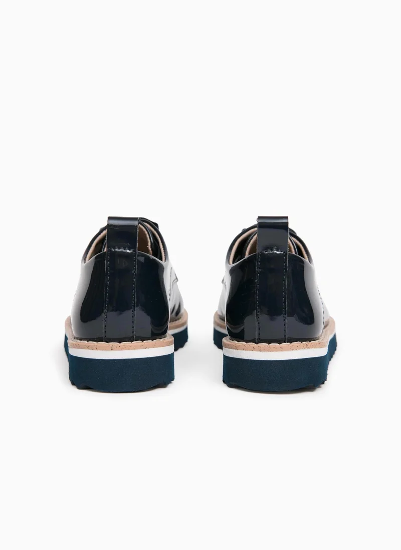 زيبي Patent Shoes for Girls, Dark Blue