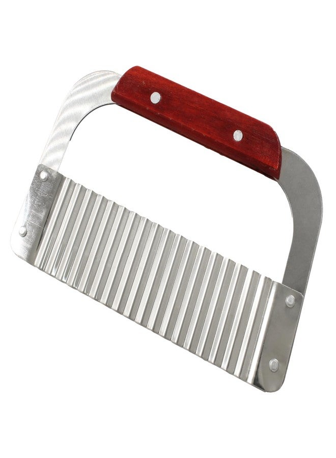 Murtenze Stainless Steel Crinkle Cutter, Wavy Potato Soap Cutting Tool Heavy Duty Wavy Crinkle Cutting Chopping French Fry Slicer Wavy Rotary Cutter with Wooden Handle for Carrot Vegetable(1 Pack) - Image 1