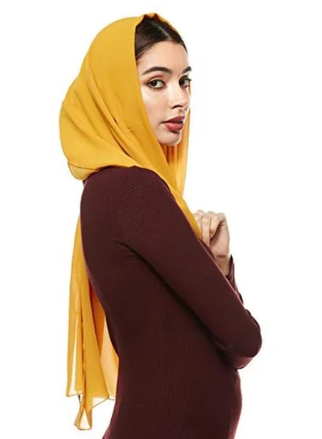 SHOPI حجاب شيفون سادة شيلة أصفر  - Image 2
