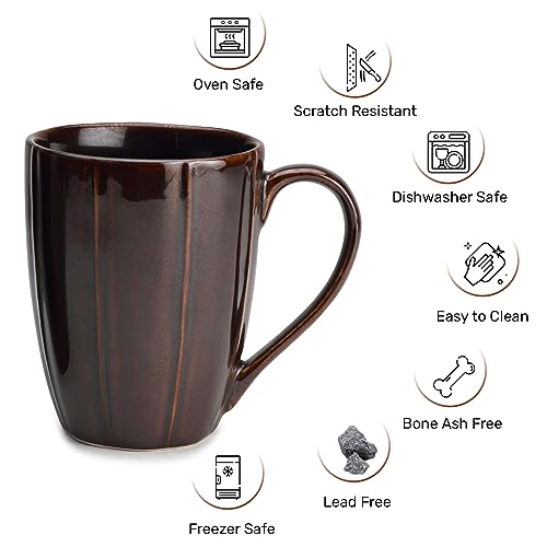 Bodhi House Fine Porcelain Tea and Coffee Large Mug - Set of 1, 300Ml Glossy Finish | Scratch Resistant and Dishwasher Safe | Ideal for Latte Hot Chocolate Cocoa and Milk - Seal Brown - Image 5