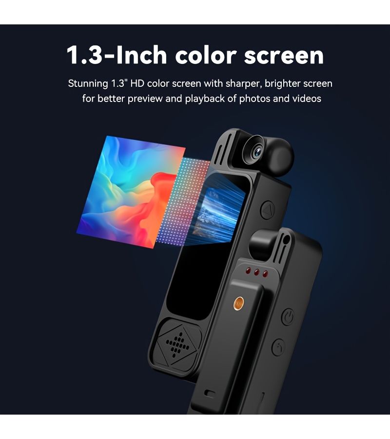 Wearable Portable Body Camera 2K Full HD Recording Compact Camcorder Infrared Night Vision Motion Detection 180 Degree Lens Adjustment 32GB Card Y9-CAM - Image 5
