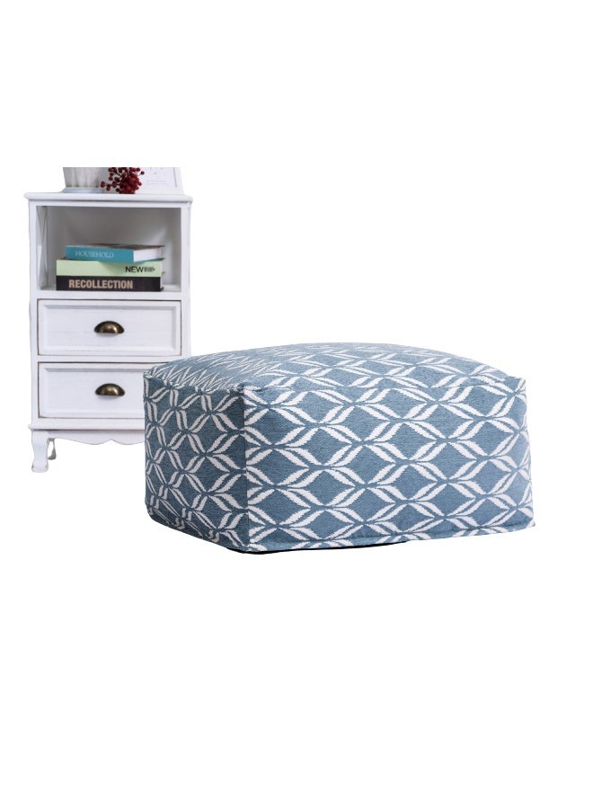 Blue Geometric Pouf Ottoman for Home