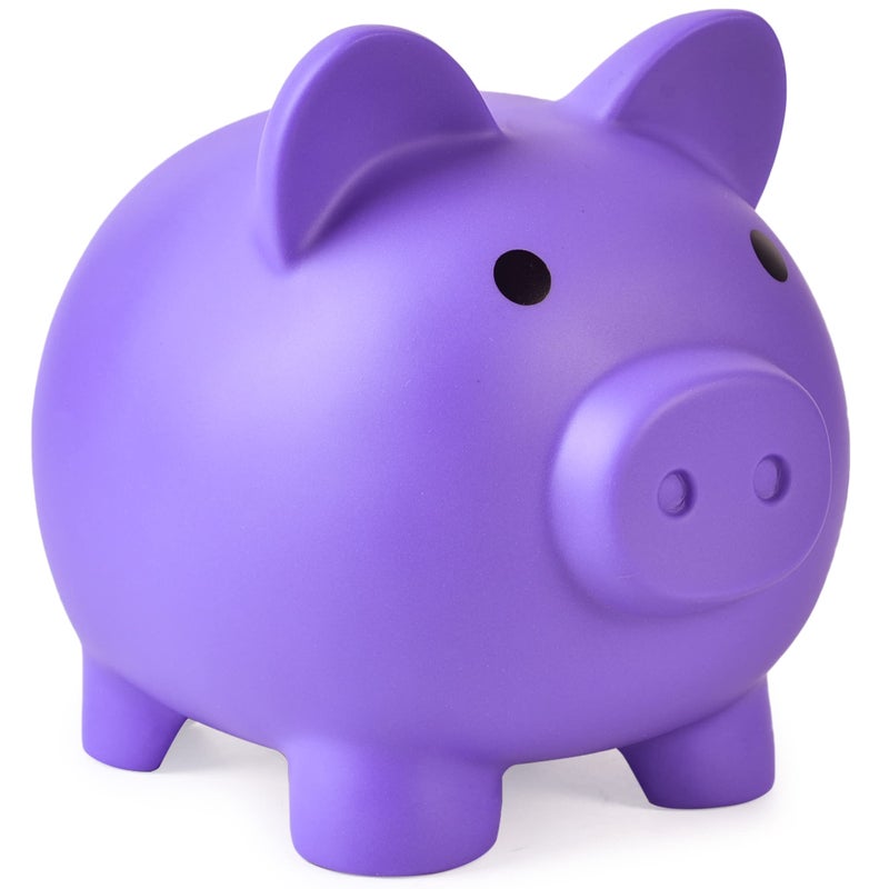 PJDRLLC Large Piggy Bank Unbreakable Plastic Money Bank Coin Bank for Girls and Boys Large Size Piggy Banks Practical Gifts for Birthday Easter Christmas Purple