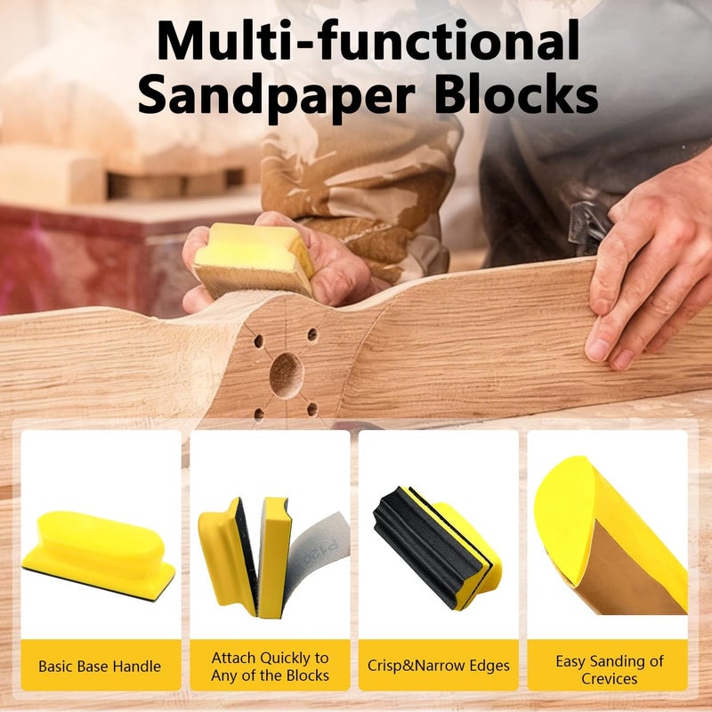 LengSuaa 16 Pieces Hand Sanding Block Set - Professional Hook and Loop Sanding Pad Kit - Image 4
