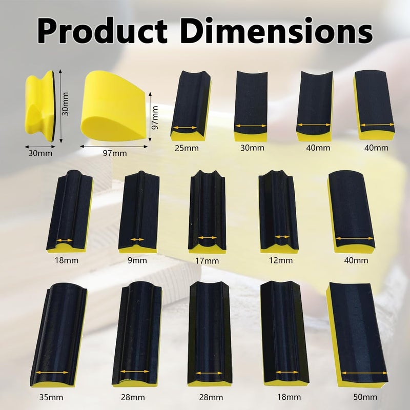 LengSuaa 16 Pieces Hand Sanding Block Set - Professional Hook and Loop Sanding Pad Kit - Image 2