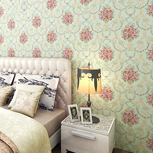 wolpin Wall Stickers DIY Wallpaper (45 x 500 CM, Sage Green) | Botanical Damask Flower Self Adhesive PVC Roll | Home Decoration for Living Room Hall Bedroom | Easy Peel and Stick Décor Paper - Image 2