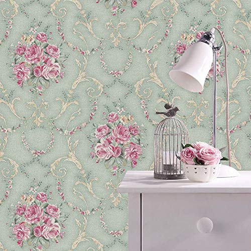 wolpin Wall Stickers DIY Wallpaper (45 x 500 CM, Sage Green) | Botanical Damask Flower Self Adhesive PVC Roll | Home Decoration for Living Room Hall Bedroom | Easy Peel and Stick Décor Paper - Image 5