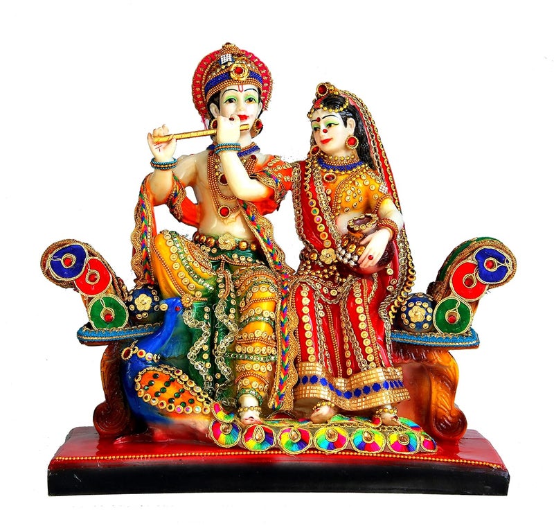 ESPLANADE Resin Radha Krishna on Sofa Murti Idol Statue Sculpture 13 Inches Multicolour Idol - Image 1