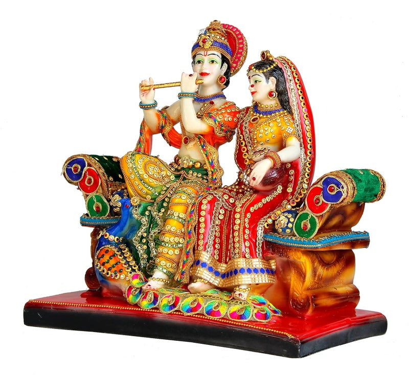 ESPLANADE Resin Radha Krishna on Sofa Murti Idol Statue Sculpture 13 Inches Multicolour Idol - Image 3