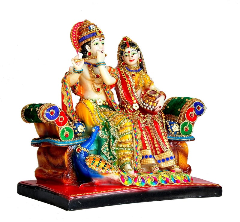 ESPLANADE Resin Radha Krishna on Sofa Murti Idol Statue Sculpture 13 Inches Multicolour Idol - Image 2