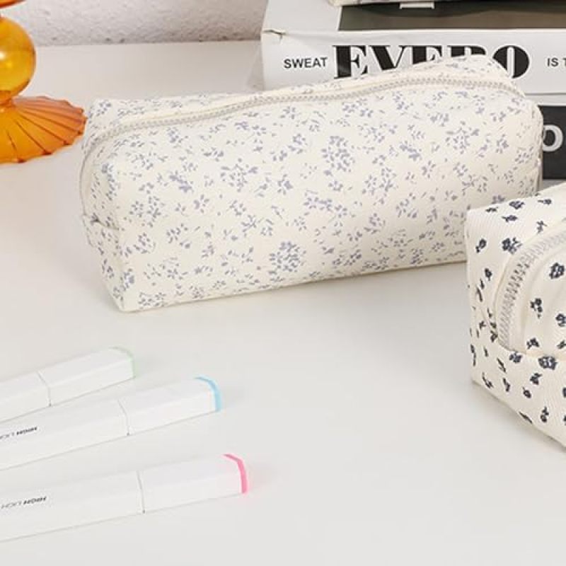 Floral Cotton Linen Pencil Case - Soft Easy To Clean Small Portable Case For Teenagers - Image 3