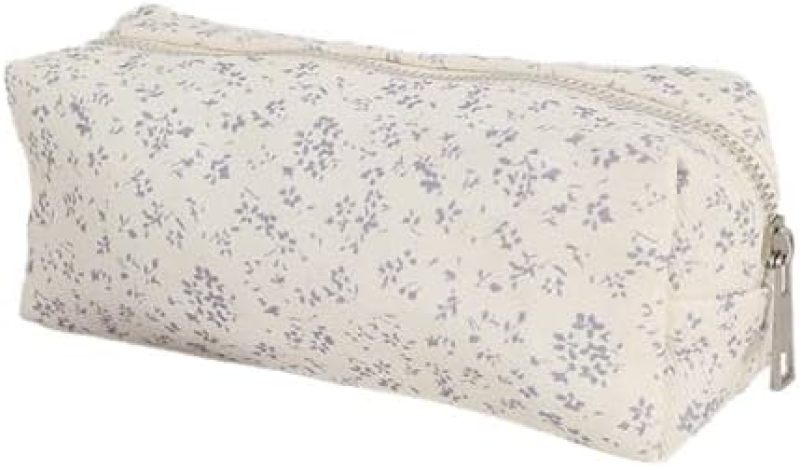 Floral Cotton Linen Pencil Case - Soft Easy To Clean Small Portable Case For Teenagers - Image 1