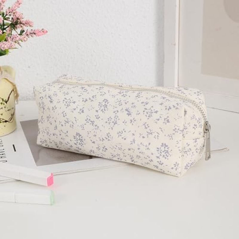 Floral Cotton Linen Pencil Case - Soft Easy To Clean Small Portable Case For Teenagers - Image 4