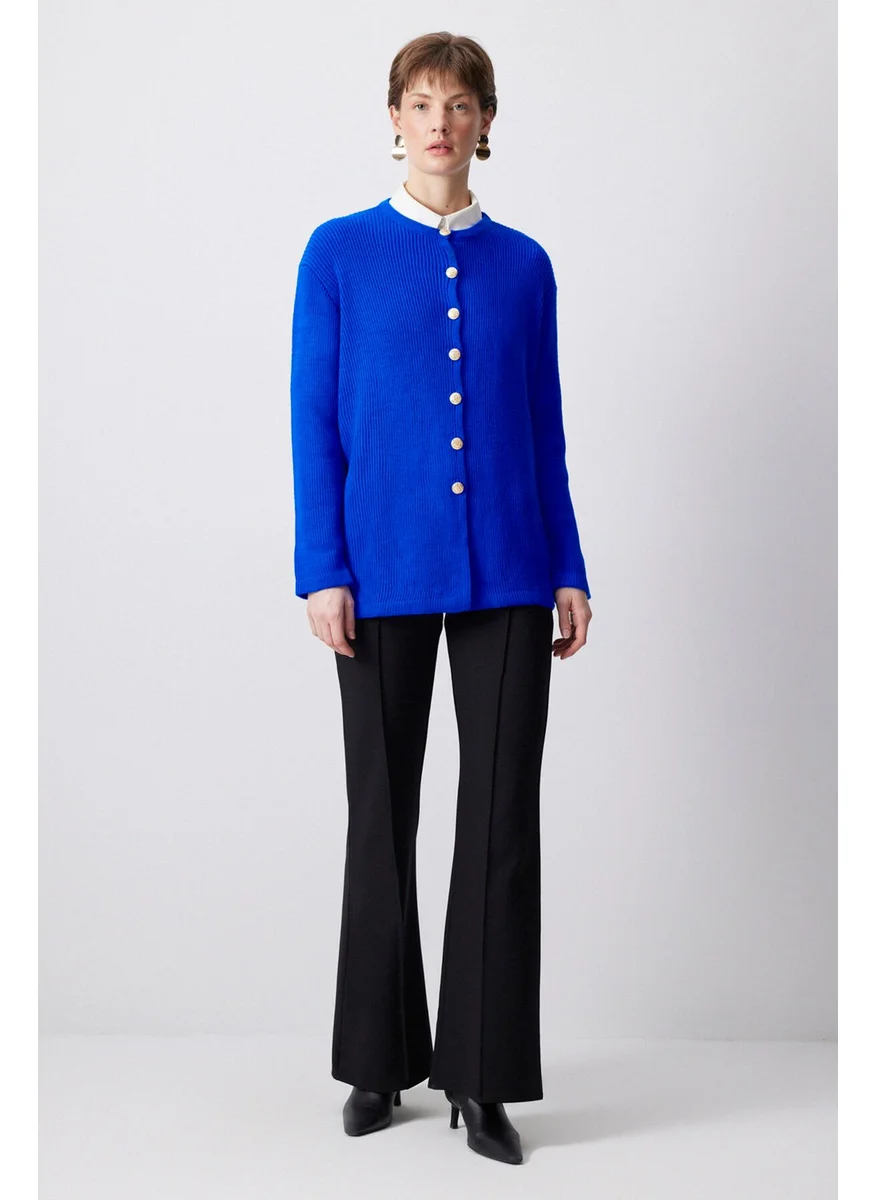 Touche Gold Buttoned Long Cardigan